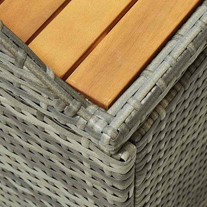 Storage Bench | Grey | Poly rattan, solid acacia wood slats, steel
