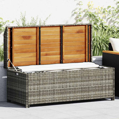 Storage Bench | Grey | Poly rattan, solid acacia wood slats, steel