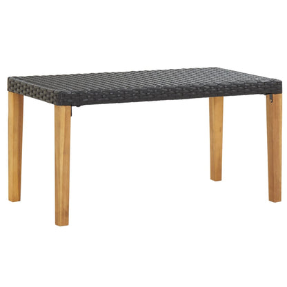 Garden Bench | Black | Poly Rattan and Solid Acacia Wood | Medium