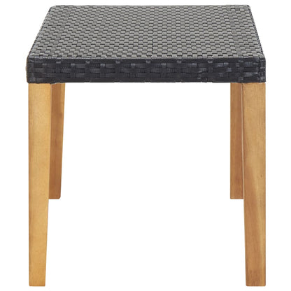 Garden Bench | Black | Poly Rattan and Solid Acacia Wood | Medium