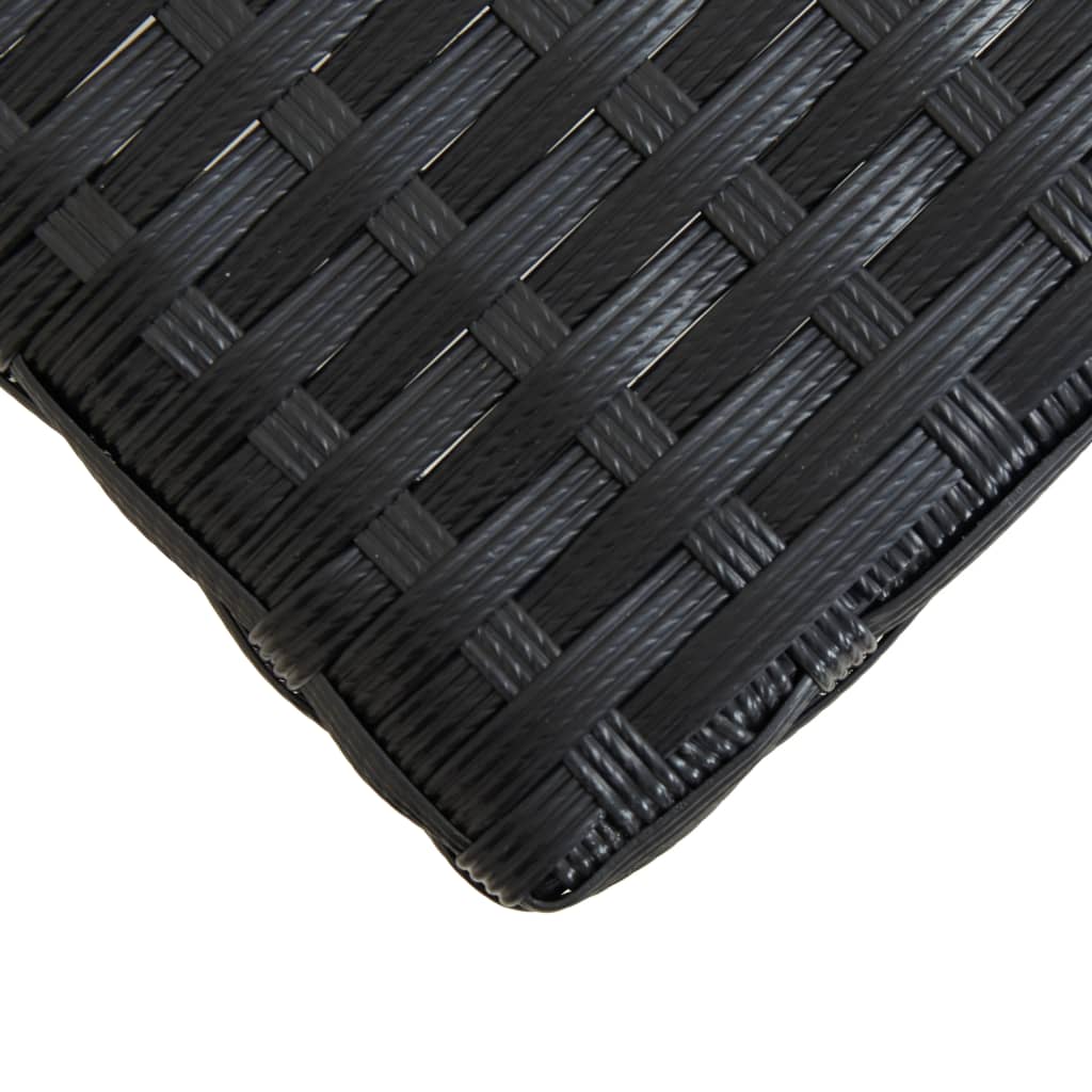 Garden Bench | Black | Poly Rattan and Solid Acacia Wood | Medium