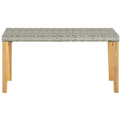 Garden Bench | Grey | PE (polyethylene) rattan, acacia wood | Medium