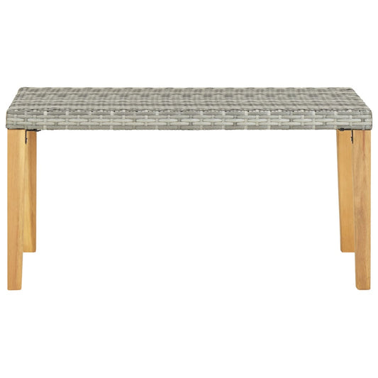 Garden Bench | Grey | PE (polyethylene) rattan, acacia wood | Medium