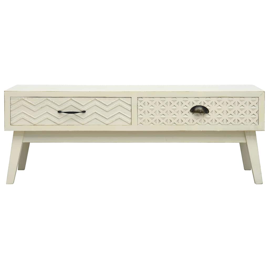 285751 vidaXL Coffee Table with 2 Drawers Carving Grey 110x50x40 cm Wood