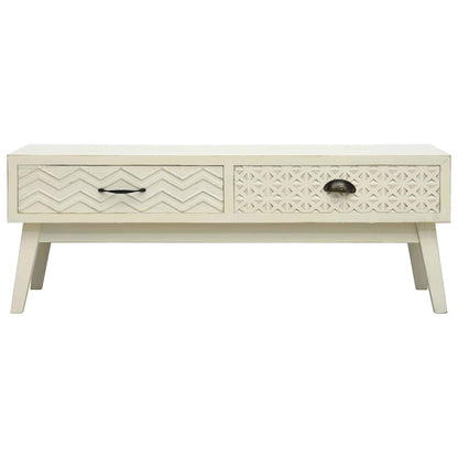 285751 vidaXL Coffee Table with 2 Drawers Carving Grey 110x50x40 cm Wood