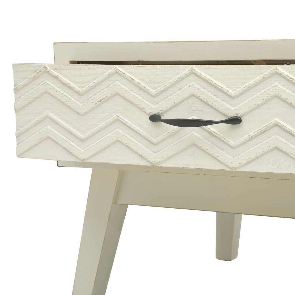 285751 vidaXL Coffee Table with 2 Drawers Carving Grey 110x50x40 cm Wood