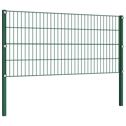 Fence Panel with Posts Iron 349x80 cm Green