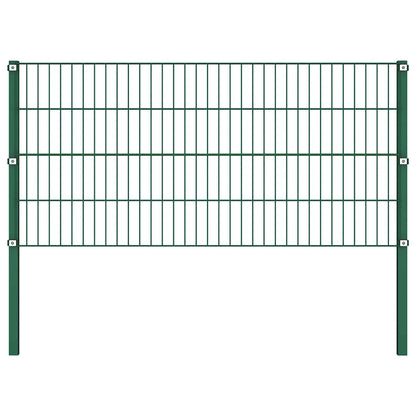 Fence Panel with Posts Iron 522x80 cm Green