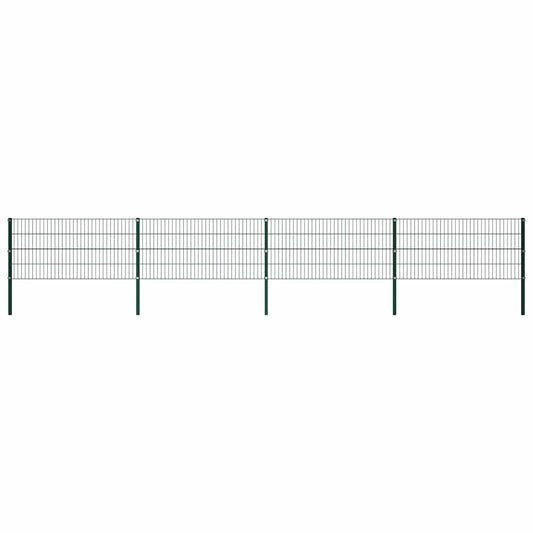 Fence Panel with Posts Iron 694,5x80 cm Green