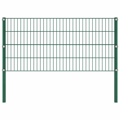 Fence Panel with Posts Iron 694.5x80 cm Green