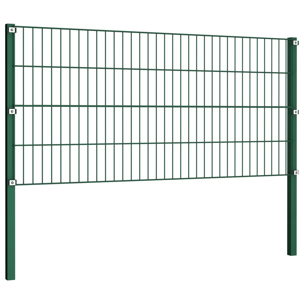 Fence Panel with Posts Iron 694.5x80 cm Green