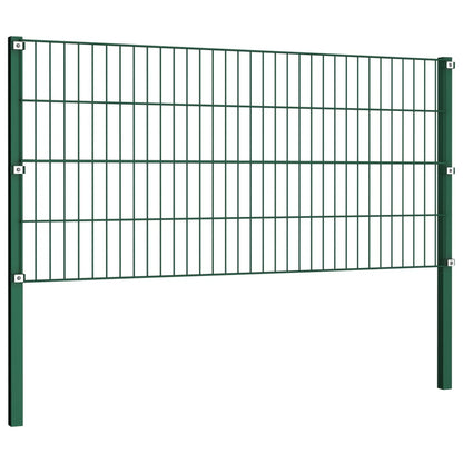 Fence Panel with Posts Iron 694.5x80 cm Green
