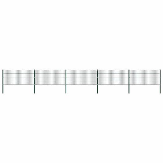 Fence Panel with Posts Iron 867x80 cm Green