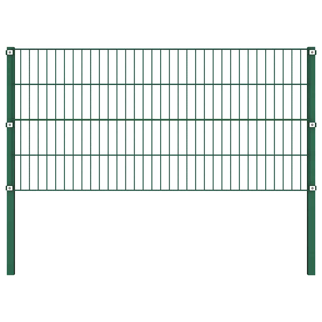 Fence Panel with Posts Iron 867x80 cm Green