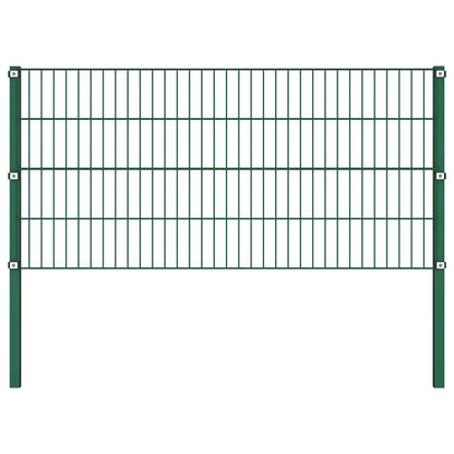 Fence Panel with Posts Iron 867x80 cm Green