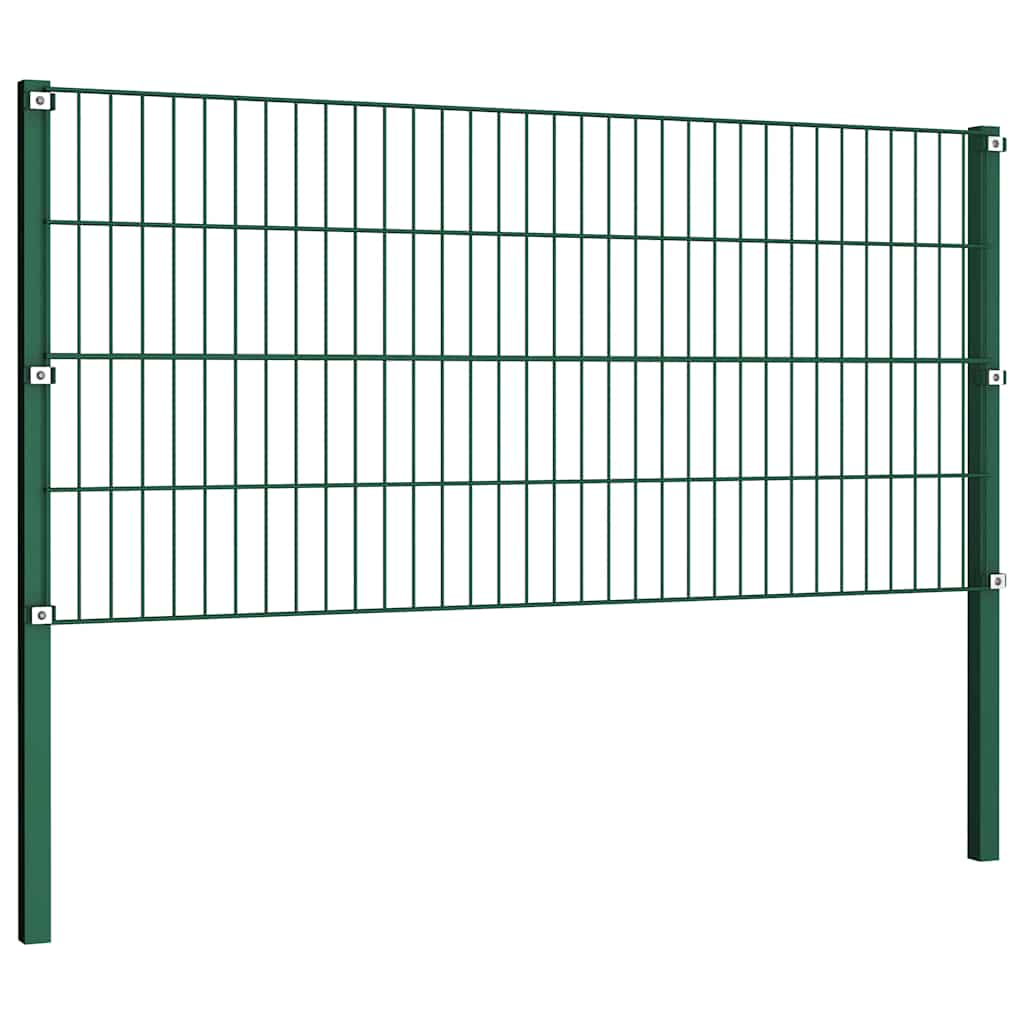 Fence Panel with Posts Iron 867x80 cm Green