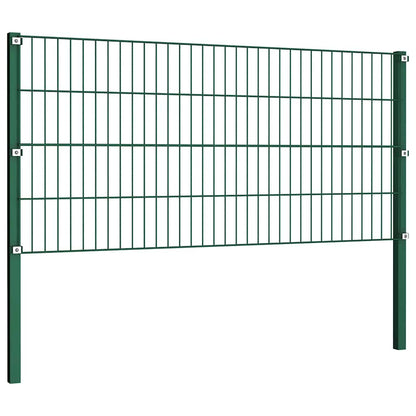 Fence Panel with Posts Iron 867x80 cm Green