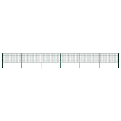 Fence Panel with Posts Iron 1040x80 cm Green