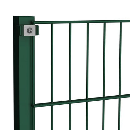 Fence Panel with Posts Iron 1040x80 cm Green