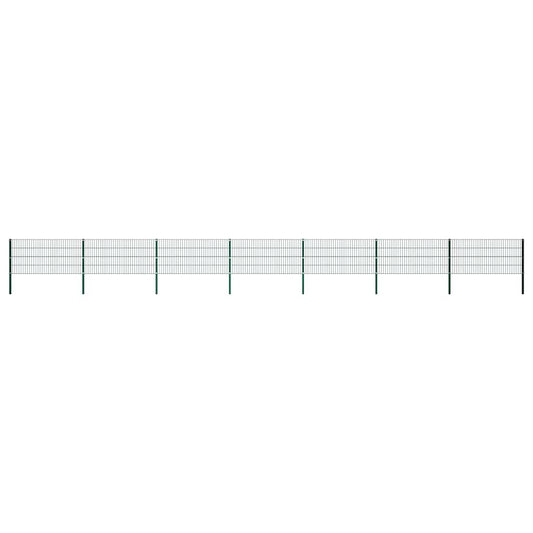 Fence Panel with Posts Iron 1212x80 cm Green