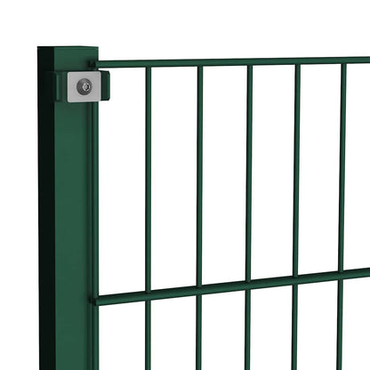 Fence Panel with Posts Iron 1212x80 cm Green