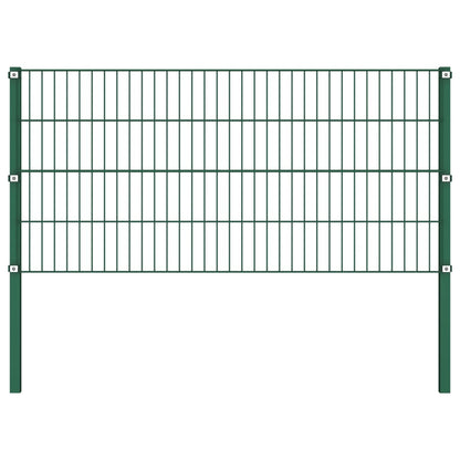 Fence Panel with Posts Iron 1385x80 cm Green