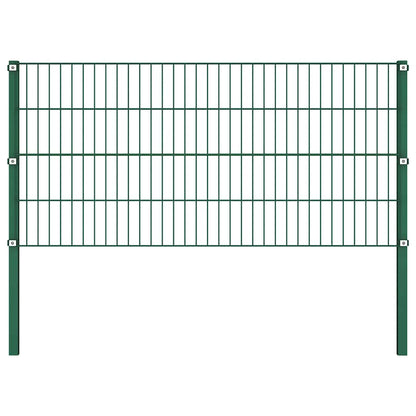 Fence Panel with Posts Iron 1730x80 cm Green