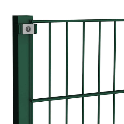 Fence Panel with Posts Iron 1730x80 cm Green