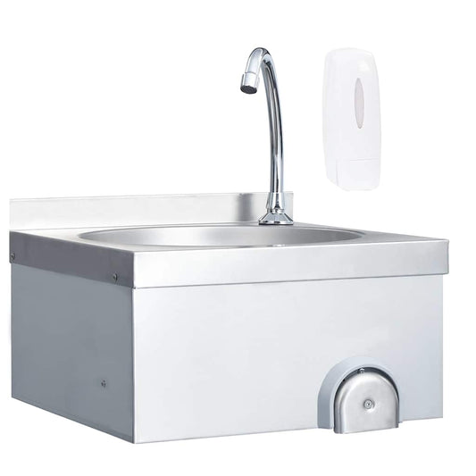 51113 vidaXL Hand Wash Sink with Faucet and Soap Dispenser Stainless Steel
