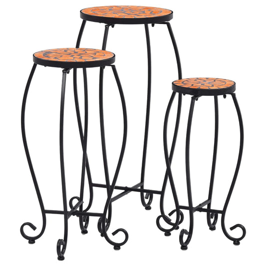 Table | Set of 3 | Terracotta and Black | Iron frame, Ceramic top