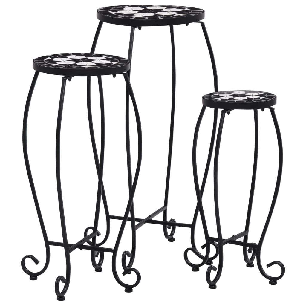 Table | Set of 3 | Black and White | Iron and Ceramic | Small | Durable
