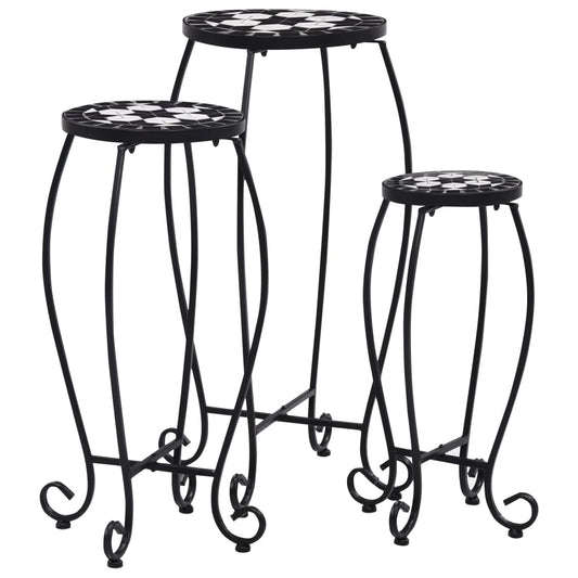 Table | Set of 3 | Black and White | Iron and Ceramic | Small | Durable