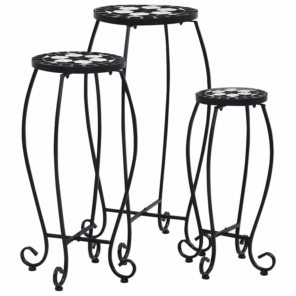 Mosaic Tables 3 pcs Black and White Ceramic