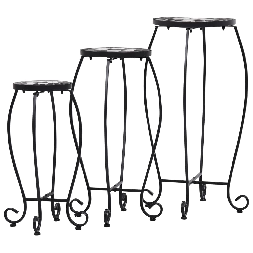 Table | Set of 3 | Black and White | Iron and Ceramic | Small | Durable
