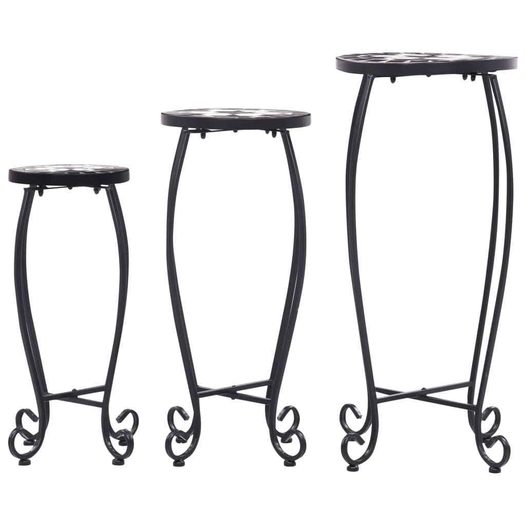 Table | Set of 3 | Black and White | Iron and Ceramic | Small | Durable