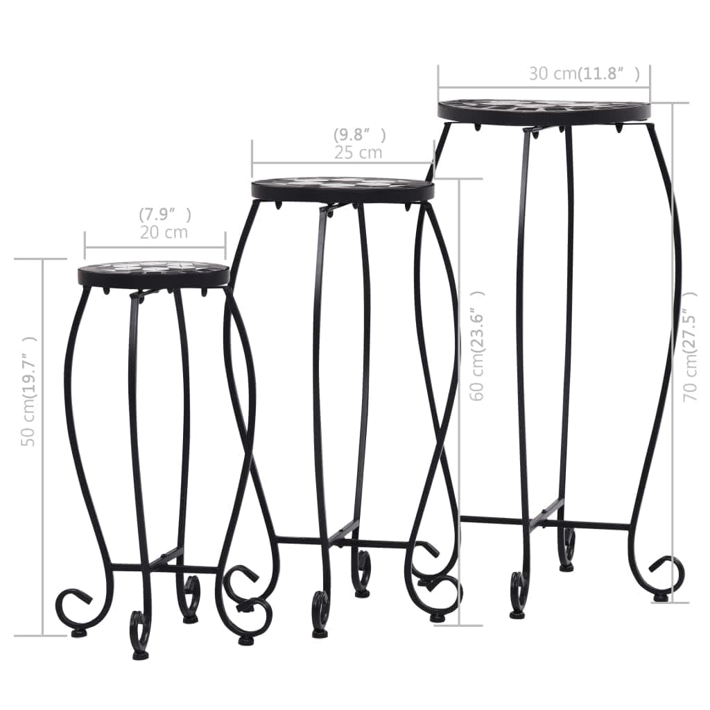Table | Set of 3 | Black and White | Iron and Ceramic | Small | Durable