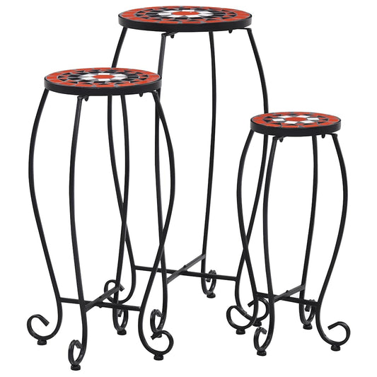 Table | Set of 3 | Terracotta and White | Iron tube and ceramic tile