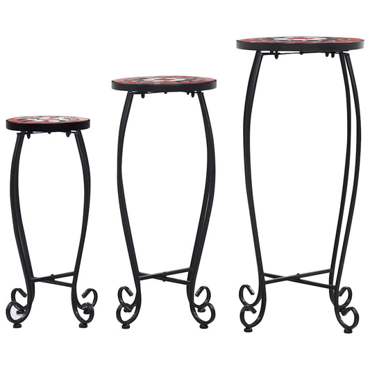 Table | Set of 3 | Terracotta and White | Iron tube and ceramic tile