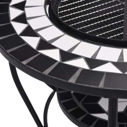 Mosaic Fire Pit Table Black and White 68 cm Ceramic