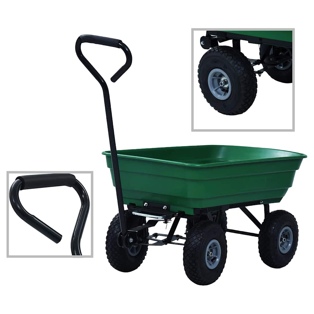 145507 vidaXL Garden Tipping Hand Cart 300 kg 75L Green