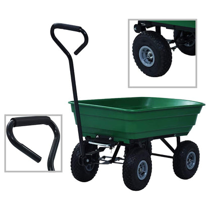 145507 vidaXL Garden Tipping Hand Cart 300 kg 75L Green