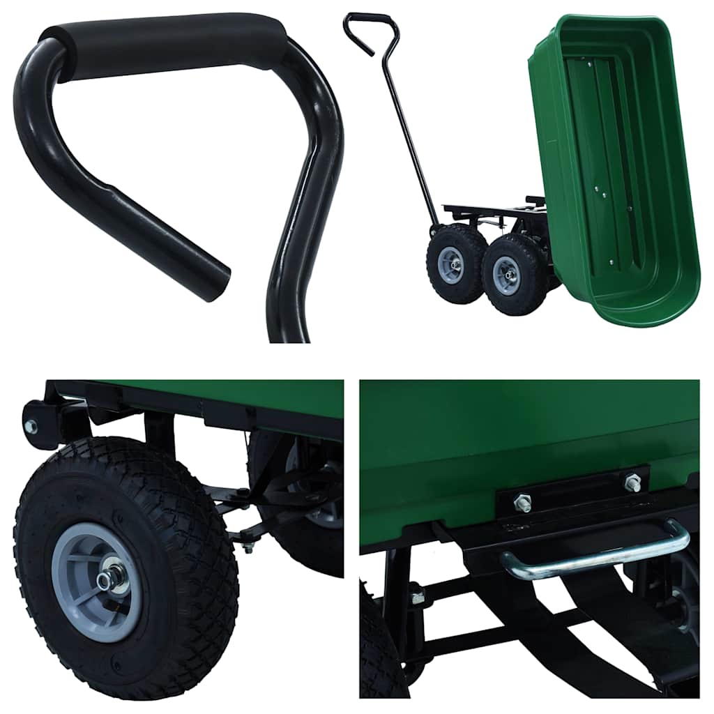 145507 vidaXL Garden Tipping Hand Cart 300 kg 75L Green