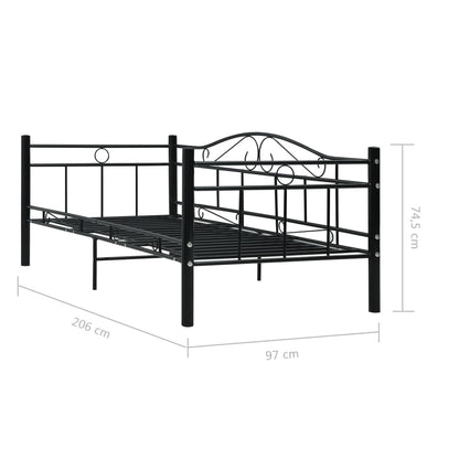 Daybed Frame without Mattress Black Metal 90x200cm