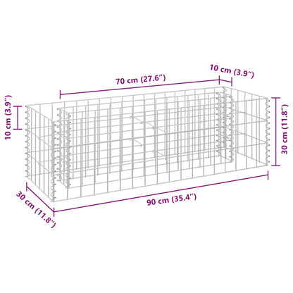 Gabion Raised Bed Galvanised Steel 90x30x30 cm