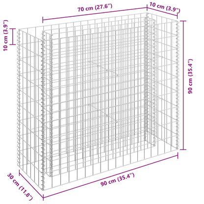 Gabion Raised Bed Galvanised Steel 90x30x90 cm
