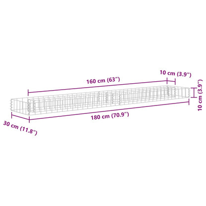 Gabion Raised Bed Galvanised Steel 180x30x10 cm