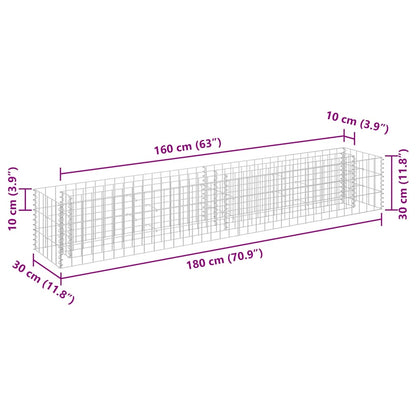 Gabion Raised Bed Galvanised Steel 180x30x30 cm