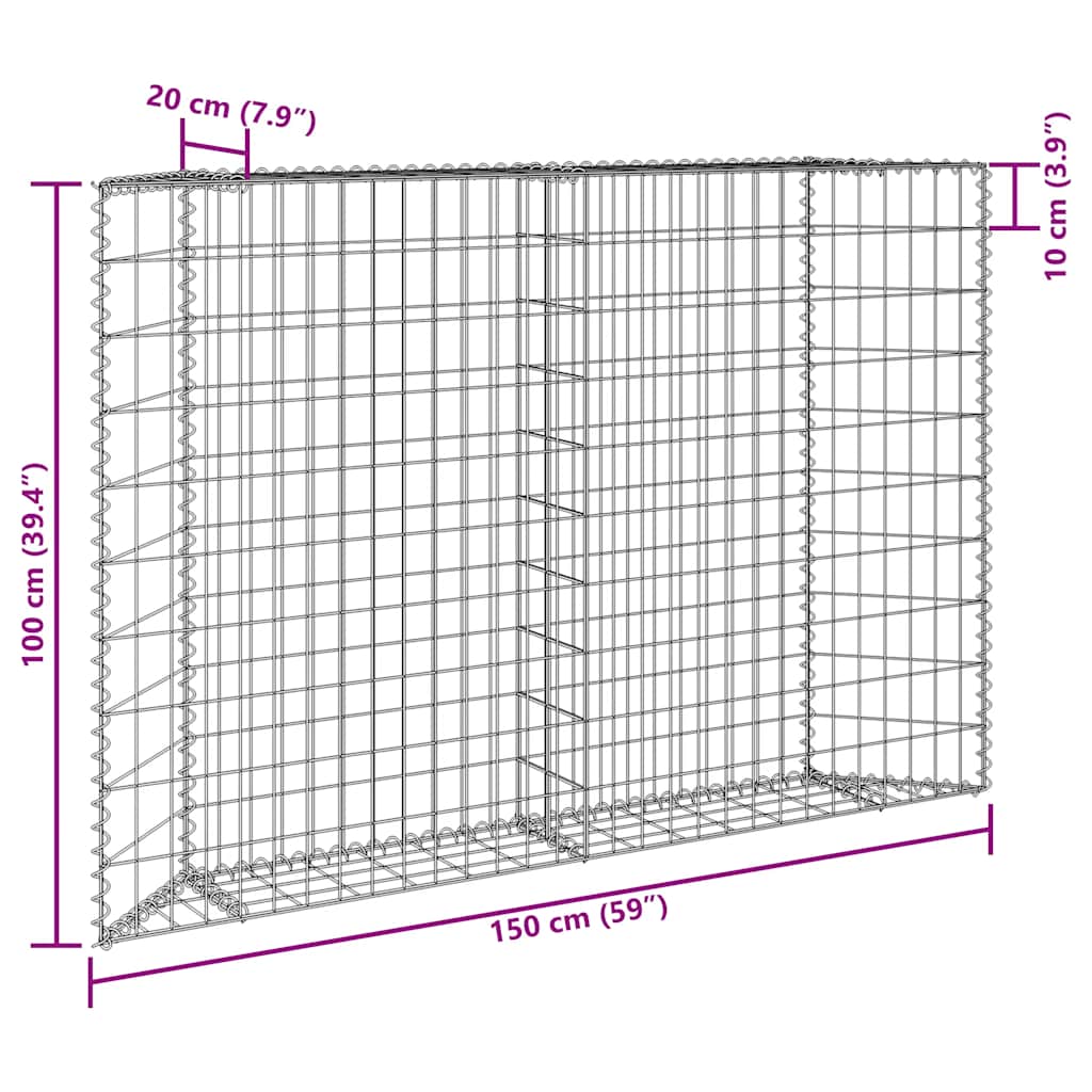 Trapezium Gabion Raised Bed Galvanised Steel 150x20x100 cm