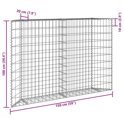 Trapezium Gabion Raised Bed Galvanised Steel 150x20x100 cm
