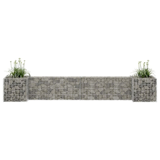 Gabion Planter | Silver | Steel wire | 260x40x40 cm